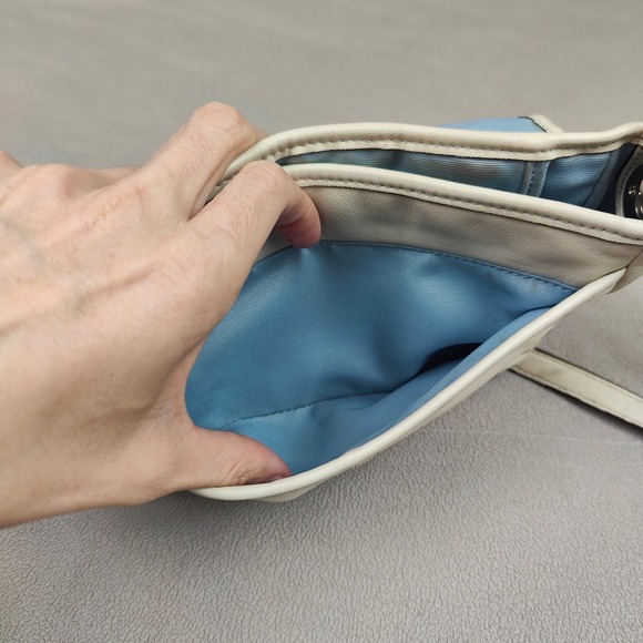 Vintage Y2K‎ Coach Hadley Leather Field Bag White Leather Crossbody Small Flap - Picture 12 of 15